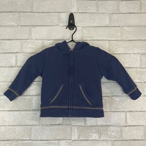 LL Bean Navy Blue Fleece Lined Zip Up Hoodie 12-18mo